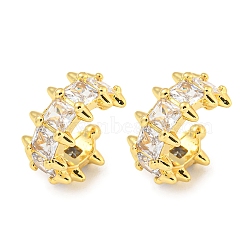 Brass Micro Pave Clear Cubic Zirconia Cuff Earrings, Toroidal, Real 18K Gold Plated, 16.5x8mm(EJEW-C104-164G)