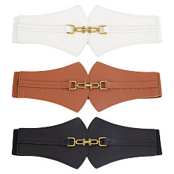 3Pcs 3 Colors Imitation Leather Elastic Corset Belts, Waist Belt with Alloy Clasps for Women Girls, Mixed Color, 27-1/8 inch(69cm), 1pc/color(AJEW-GL0002-23)