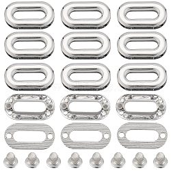 12Pcs Alloy Eyelet Grommets for Bag, Screw-in Style, Oval, Bag Loop Handle Connector Rings, Purse Accessories, Platinum, 1.55x2.9x0.5cm, Hole: 6x19mm(FIND-GF0004-58)