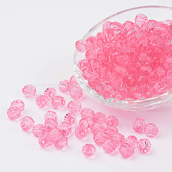Transparent Acrylic Beads, Faceted Round, Flamingo, 10mm, Hole: 1mm, about 900pcs/500g(DB10MM-37)