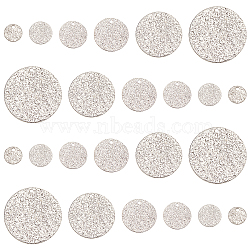 PandaHall Elite 60Pcs 6 Style 304 Stainless Steel Textured Pendants, Flat Round, Stainless Steel Color, 10pcs/style(STAS-PH0003-37)