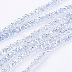 1 Strand Faceted Electroplate Glass Rondelle Beads Strands, Full Rainbow Plated, WhiteSmoke, 3x2mm, Hole: 1mm, about 160~165pcs/strand, 15.35 inch~15.75 inch(39~40cm)(X-EGLA-J025-F19)