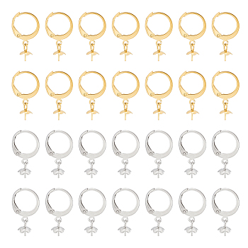 Unicraftale 40Pcs 2 Colors 304 Stainless Steel Leverback Earring Findings, for Half Drilled Beads, Golden & Stainless Steel Color, 21mm, Pin: 0.6mm, 20Pcs/color