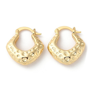 Rhombus Brass Thick Hoop Earrings, Long-Lasting Plated, Lead Free & Cadmium Free, Real 18K Gold Plated, 22x19x6mm