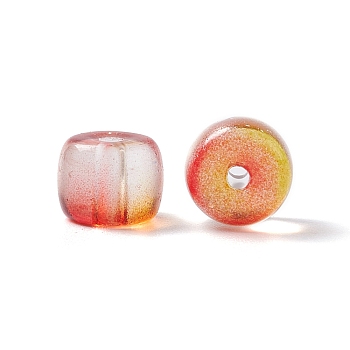 Transparent Glass Beads, Barrel, Orange Red, 7.5x6mm, Hole: 1.5mm