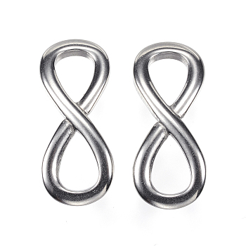 304 Stainless Steel Links connectors, Infinity, Stainless Steel Color, 34x14x3mm, Inner Diameter: 11.5x8mm