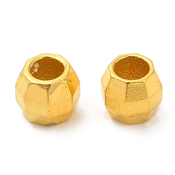 Brass Spacer Beads, Faceted, Barrel, Golden, 3mm, Hole: 1.5mm