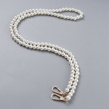 Bag Chain Straps, with ABS Plastic Imitation Pearl Beads and Light Gold Zinc Alloy Swivel Clasps, for Bag Replacement Accessories, White, 110.5cm