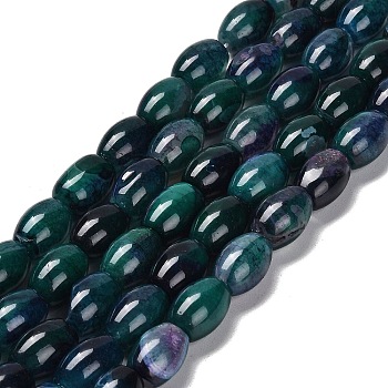 Natural Agate Beads Strands, Bongo Shape, Dyed & Heated, Drum, Teal, 13~14x10mm, Hole: 1.2mm, about 28pcs/strand, 15.16''(38.5cm)