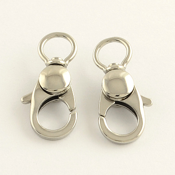 304 Stainless Steel Swivel Lobster Claw Clasps, Swivel Snap Hooks, Stainless Steel Color, 25x11x6mm, Hole: 6mm