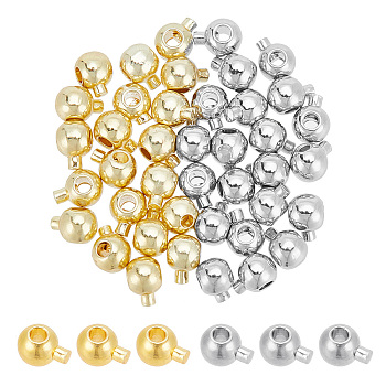 40Pcs 2 Colors Brass Crimp Beads, Round, Platinum & Golden, 4x3.5x3mm, Hole: 1.2mm, 20pcs/color