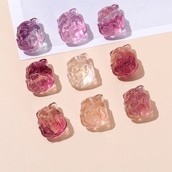 Natural Fluorite Carved Beads, Fox, 16x14x13mm