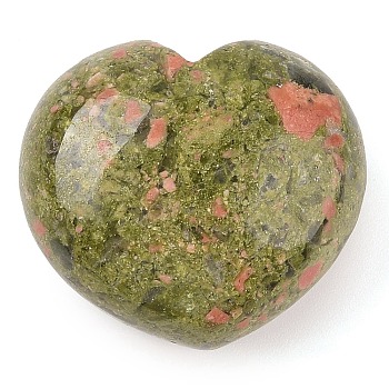 Natural Unakite Thumb Massage Stone, Heart Pocket Palm Stones, for Relaxing, Pain Relief, 40~41x45x24~26mm