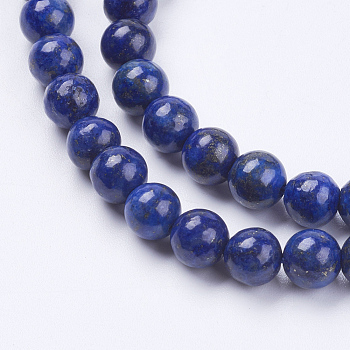Natural Lapis Lazuli(Filled Color Glue) Beads Strands, Dyed, Grade AA, Round, 6mm, Hole: 0.5mm, about 66pcs/strand, 15.3 inch
