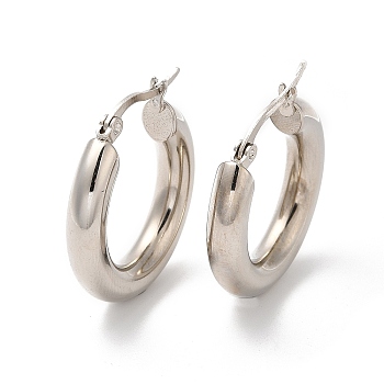 304 Stainless Steel Huggie Hoop Earrings for Women, Stainless Steel Color, 28.5x25.5x5mm