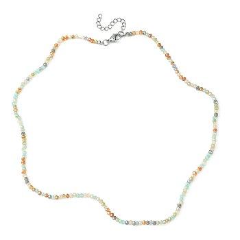 Glass Beaded Necklace with 304 Stainless Steel Clasps, Red, 18.31 inch(46.5cm)