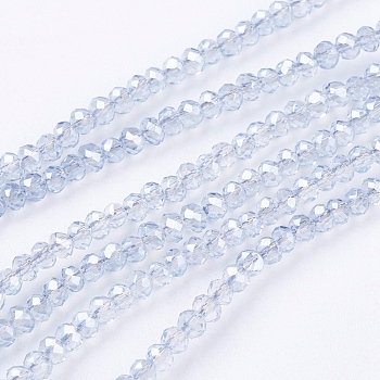 1 Strand Faceted Electroplate Glass Rondelle Beads Strands, Full Rainbow Plated, WhiteSmoke, 3x2mm, Hole: 1mm, about 160~165pcs/strand, 15.35 inch~15.75 inch(39~40cm)