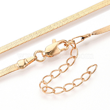 Brass Flat Snake Chain Necklaces for Women Men(NJEW-N054-03G)-2