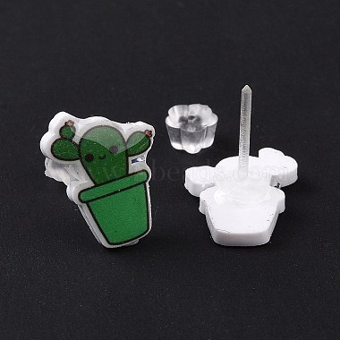 Acrylic Cute Plants Stud Earrings with Plastic Pins for Women(EJEW-F293-01B)-2