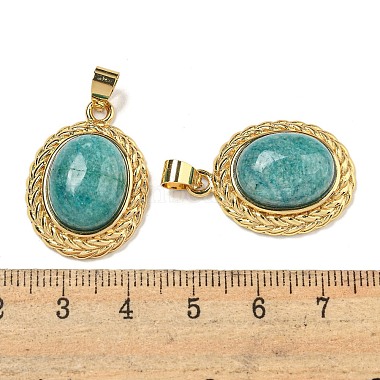 Natural Amazonite Oval Pendants(G-B079-02G-04)-3