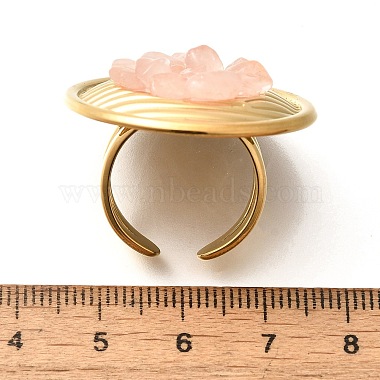 Natural Rose Quartz Chip Finger Rings for Women(RJEW-R012-06G-02)-3