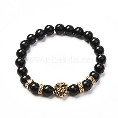 Ensemble de bracelets extensibles en pierre noire naturelle d'énergie pour hommes et femmes(BJEW-JB06722)-4