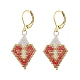 Glass Seed Braided Rhombus with Heart Dangle Leverback Earrings(EJEW-MZ00030-02)-1