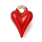 Heart Brass Enamel Charms, Cadmium Free & Lead Free, Rack Plating, Long-Lasting Plated, Real 18K Gold Plated, Red, 15x10x5mm, Hole: 2mm(KK-CBAEEA8-35G)