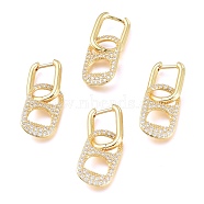 Soda Pull Tab Earrings, Brass Micro Pave Clear Cubic Zirconia Huggie Hoop Earrings, Long-Lasting Plated, Oval, Real 18K Gold Plated, 34mm, Pin: 1mm(EJEW-L224-47G)