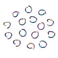Ion Plating(IP) 304 Stainless Steel Jump Rings, Round Ring, Open Jump Rings, Rainbow Color, 20 Gauge, 6x0.8mm, Inner Diameter: 4.4mm(STAS-S119-002)