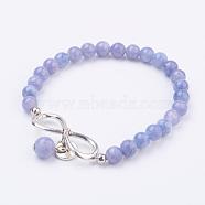 Natural Quartz(Dyed) Charm Stretch Bracelets, with Alloy Love Charms, Infinity, 2-1/8 inch(53mm)(BJEW-JB03318-02)