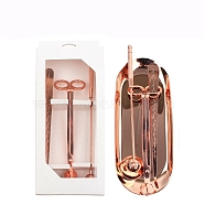 Stainless Steel Candle Tool Set, Candle Wick Trimmer Cutter, Candle Wick Snuffer, Candle Wick Dipper and Dish for Candle Lover, Rose Gold, 4pcs/set(PW-WG56504-03)