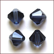 Imitation Austrian Crystal Beads, Grade AAA, Faceted, Bicone, Marine Blue, 6x6mm, Hole: 0.7~0.9mm(SWAR-F022-6x6mm-207)