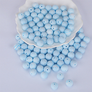 Round Silicone Focal Beads, Chewing Beads For Teethers, DIY Nursing Necklaces Making, Light Cyan, 15mm, Hole: 2mm(SI-JX0046A-62)