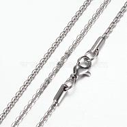 304 Stainless Steel Chain Necklaces, with Lobster Claw Clasps, Stainless Steel Color, 19.5 inch~20 inch(49.5~50.8cm), 2.1mm(STAS-G083-05P)