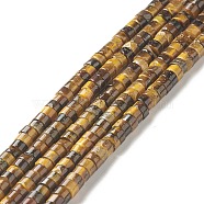 Natural Tiger Eye Beads Strands, Heishi Beads, Flat Round/Disc, 4x2.5mm, Hole: 0.5mm, about 167pcs/strand, 15.04 inch(38.2cm)(G-F735-04)