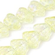 Transparent Electroplate Glass Beads Strands, Rainbow Plated, Skull Head, Light Yellow, 13x10x6mm, Hole: 1mm, about 56pcs/strand, 25.59''(65cm)(EGLA-F158-FR01-A)