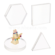 Acrylic Craft Boards, Square & Flat Round & Hexagon & Triangle Shape, Clear, 70x70x12mm, 4pcs/set, 1 set/box(DIY-FG0003-98)