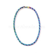 304 Stainless Steel Linking Rings, Textured, Oval, Rainbow Color, 31x20x1mm, Inner Diameter: 28.5x17mm(STAS-Z041-08RC)