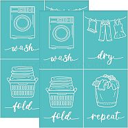 Self-Adhesive Silk Screen Printing Stencil, for Painting on Wood, DIY Decoration T-Shirt Fabric, Turquoise, Washing Machine Pattern, 220x280mm(DIY-WH0338-049)