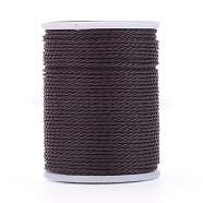 Round Waxed Polyester Cord, Taiwan Waxed Cord, Twisted Cord, Coconut Brown, 1mm, about 12.02 yards(11m)/roll(YC-G006-01-1.0mm-22)