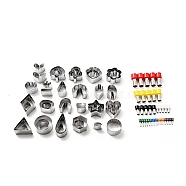 430 Stainless Steel Clay Earring Cutters Set, with Hole Puncher, Bakeware Tools, DIY Clay Accessories, Mixed Shape, Heart/Flat Round/Flower, Stainless Steel Color, Clay Cutter: 14~54x9~43x20mm(DIY-G082-02)