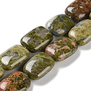 Natural Unakite Beads Strands, Rectangle, 14~15x10~11x5~5.5mm, Hole: 1~1.2mm, about 28pcs/strand, 16.02 inch(40.7cm)(G-K357-D10-01)