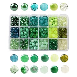 Baking Painted Glass Beads, Round, Gradient Color, Green, 8~9mm, Hole: 1~1.6mm, about 486~540pcs/box(DGLA-JP0001-27-C)