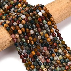 Natural Ocean Jasper Beads Strands, Energy Prism Cut Double Terminated Point Beads, Faceted Bicone, 4x4.5mm, Hole: 0.4mm, about 83pcs/strand, 14.96 inch(38cm)(G-A260-A30-01)