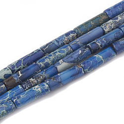 Synthetic Imperial Jasper Beads Strands, Dyed, Column, Blue, 12~13x4~4.5mm, Hole: 1~1.2mm, about 30pcs/strand, 15.9 inch(G-S322-002A)