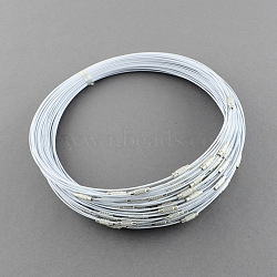 Stainless Steel Wire Necklace Cord DIY Jewelry Making, with Brass Screw Clasp, Gainsboro, 17.5 inchx1mm, Diameter: 14.5cm(TWIR-R003-22)