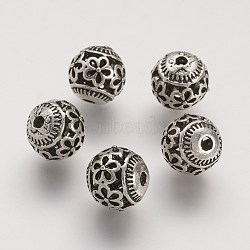Tibetan Style Alloy Beads, Round, Antique Silver, 10x10mm, Hole: 1.5mm(PALLOY-F149-19AS)