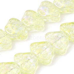 Transparent Electroplate Glass Beads Strands, Rainbow Plated, Skull Head, Light Yellow, 13x10x6mm, Hole: 1mm, about 56pcs/strand, 25.59''(65cm)(EGLA-F158-FR01-A)