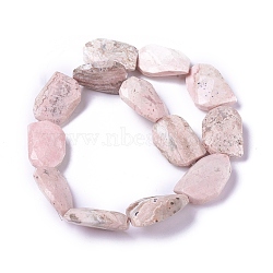 Natural Rhodochrosite Beads Strands, Flat Slab Beads, Nuggets, 29~35x20~22x9~11mm, Hole: 1.2mm, about 13pcs/strand, 15.35 inches(G-P422-27)